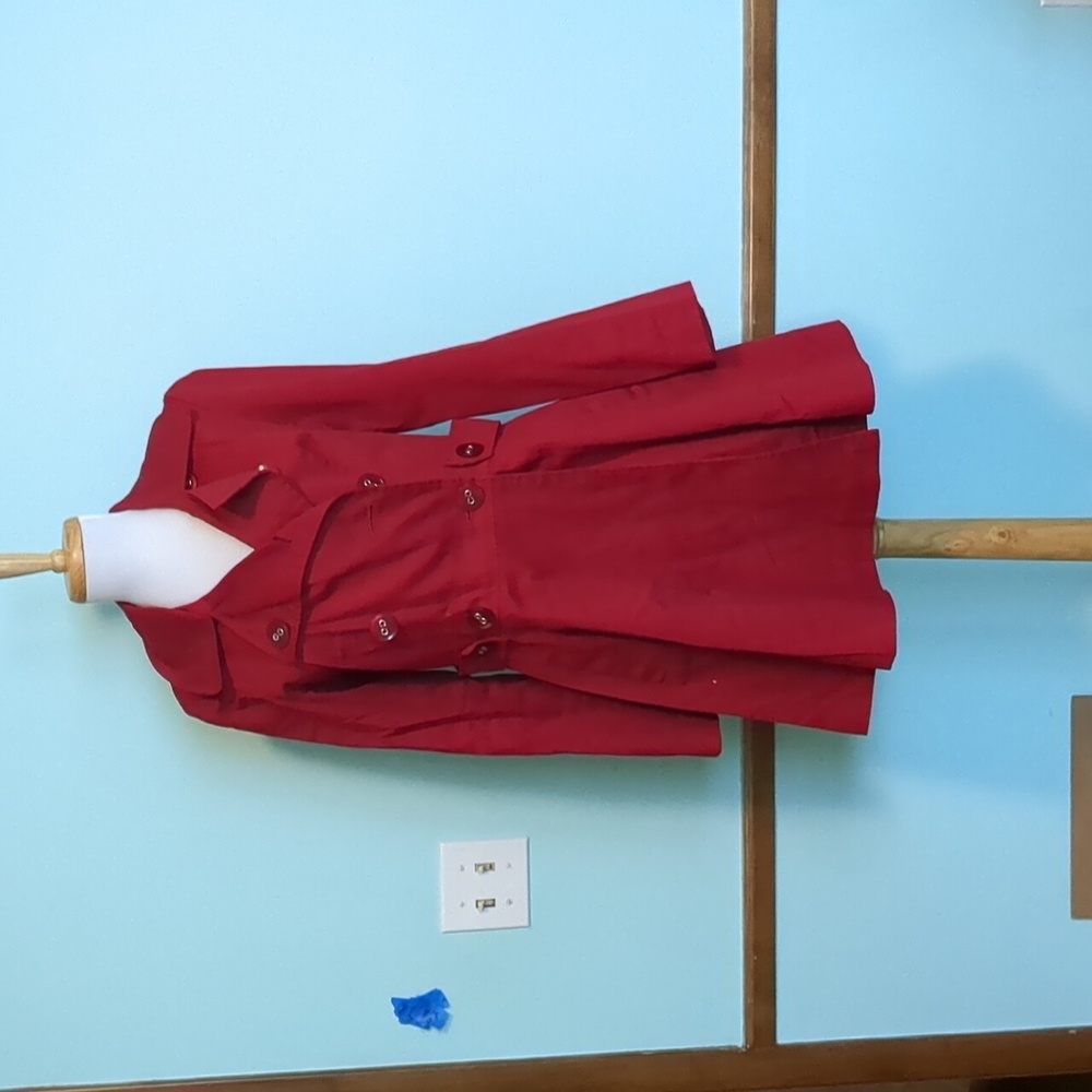 Maria D Red Flared Trench Coat size Medium